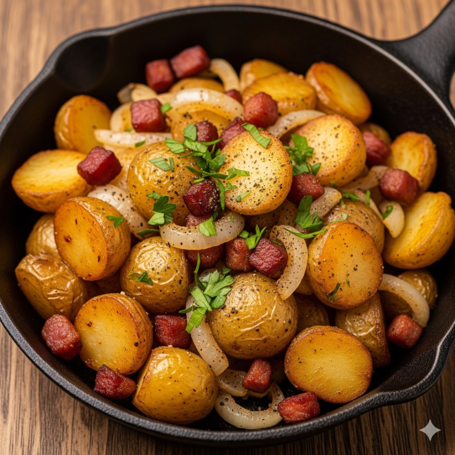 Bratkartoffeln mit Speck und Zwiebeln