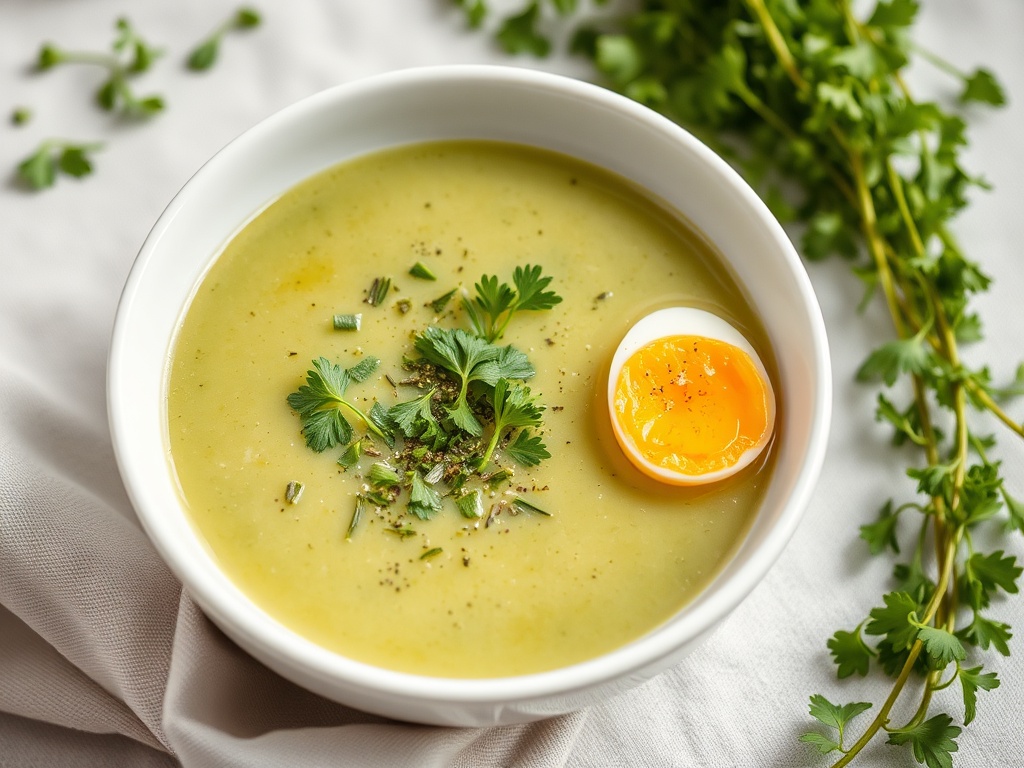 Kartoffelsuppe mit gr&uuml;ner Sauce