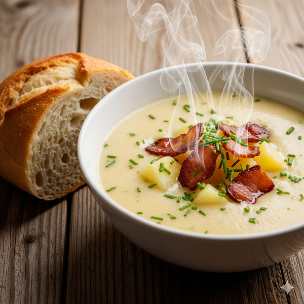 Kartoffelsuppe mit Speck und Würstchen